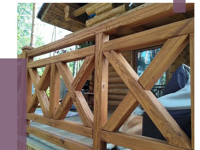 Деревянные перила под ключ в Топках от 7600 руб. 