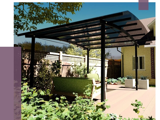 Навесы для террасы в Топках от 12920 руб. под ключ | ПРОЛЁТ-Тпк