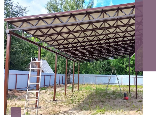 Односкатные навесы под ключ в Топках — изготовление и монтаж