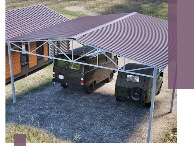 Двускатные навесы под ключ в Топках — изготовление и монтаж