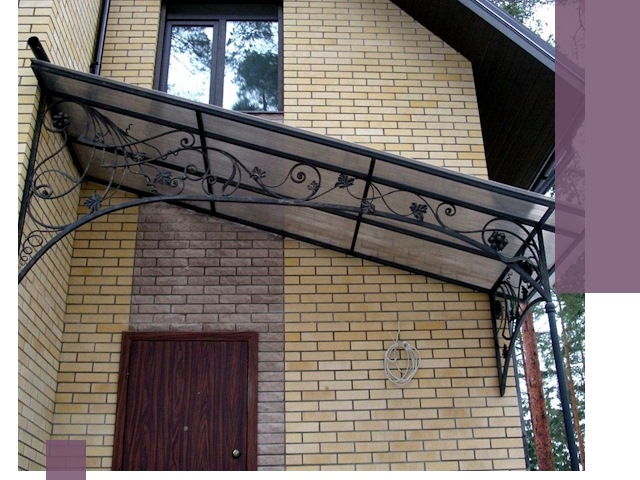 Односкатные козырьки из металла под ключ в Топках