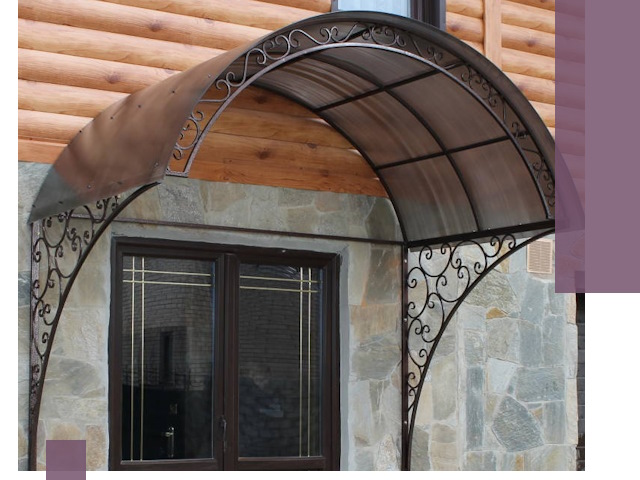 Арочные козырьки под ключ в Топках: изготовление и монтаж